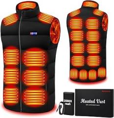 Ramarmro Heated Vest, 23 Heating Zones, Men's Heated Vest with 20000mah 7.4V Battery Pack, Washable, Rechargeable