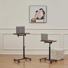 35.43''Adjustable Height Standing Desk for Home Office, Laptop Stand-Up Desk with Wheels, C-Shaped Sofa Side Table, Laptop Holder End Stand (Walnut)