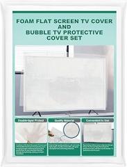 Rontion Foam Flat Screen TV Cover and Bubble TV Protective Cover for 58 to 65 inch, 59''W x 35''H Anti-scratch Tear-proof TV Display Screen Protectors for House Moving,Home Renovation,or Storing
