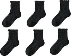 Toddler Girls Ruffle Socks Frilly Dress Socks Knitted Cotton Uniform Socks For Girls(Pairs Of 3/5)