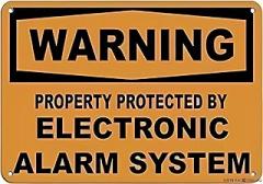 Street Sign Property Protected by Electronic Alarm System Sign - 12×8 Inches, New Aluminum Metal Tin, Outdoor Indoor Wall Art