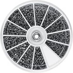 12 Kinds of Small Screws Assortment Kit,600pcs M1 M1.2 M1.4 M1.6 Stainless Steel Screws Nuts Assortment Kit for Watches Glassess Electronics Repair