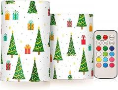 Christmas Trees Flameless Candles Color Changing Electronic Operated LED Pillar Candle with Remote and Timer for Decor Halloween Christmas Valentine's Day