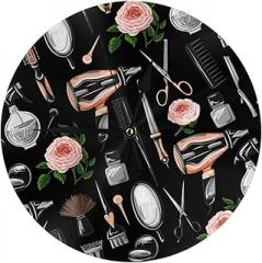 Barber Scissors Comb Hair Stylist Hairstylist Silent Electronic PVC Wall Clock，Dual-Use with Stand for Home Office