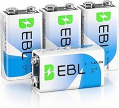 EBL 9V Batteries 4-Pack, Long-Lasting Alkaline 9 Volt Battery for Smoke Detectors and Toys
