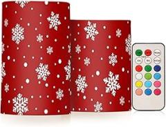 Red Snowflake Electronic Candle Light,No Open Flame, No Smoke, No Wax Drips, Remote Controllable, 4-Hour/8-Hour Timer for On/Off, Multiple Light Settings, Versatile for Different Occasions.