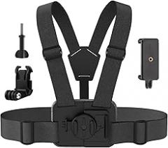 Phone Chest Mount Harness Holder Mobile Phone Strap Clip Compatible with GoPro 13/12/11/10/9/8/7/6 DJI Osmo Action 5 Pro 4 3 Insta360 X4 X3 Smartphone and Cell Phones Action Cameras POV/VLOG