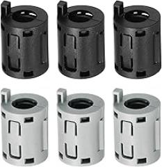 uxcell 6 Pcs Ferrite Filter Ring Core RFI EMI Noise Suppression Cable Clip ID 7mm 0.28Inch with Ears for Electronic Devices, Industry, Black/Grey