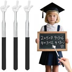 3Pcs Pointer Stick for Classroom, Pointer Finger Stick, Conference Guide Stick, Retractable Teacher Pointer for Presentation, Telescopic Pointer for Kids Reading & Presentation Pointers(Black)