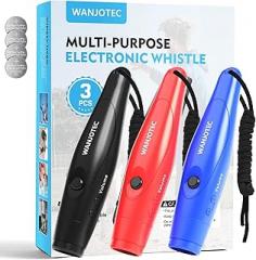 Electronic Whistle 3 Pack, 3 Adjustable Tones, Maximum Volume 130dB Handheld Emergency Whistle for Referees, Sports, Outdoor Sports Whistle with Lanyard