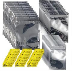 Antistatic Bags ESD Shielding Bag with Anti-Static Labels for Hard Drive SSD HDD Motherboard Video Card RAM Electronic Devices (30pc 3 Sizes ziplock)