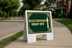 Electronics Drop Off St. Patrick'S Day Irish Clover Fancy Gold Up Arrows A-Frame Single Sided 23x23 in. sign
