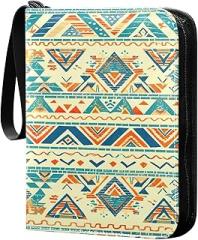 Vintage Ethnic Print Collectible Trading Card Albums,4-Pocket Card Binder with 50 Removable Sleeves with Zipper Game Card Collection Binder Album Holder
