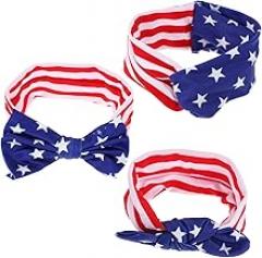 Milisten 3pcs American Flag Boy Girl Hair Accessories Bunny Ears Soft and Stretchy Headbands for Newborns for Showers and Family Photos