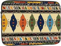 Bohemian Style Traditional African Pattern Printed Laptop Bag for Women Men Shockproof Travel Office School Laptop Bag, black, 12 inch