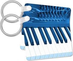3dRose Image of Blue Photo of Electronic keyboard, Key Chain