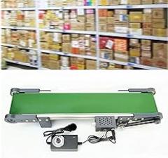 Desktop Conveyor Belt, 167RPM PVC Belt Conveyor, Supports Forward and Reverse Rotation and Pause, Adjustable Speed 1.8-7.6cm/s, for Electronics, Cosmetics (10 * 50cm