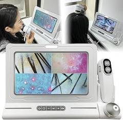 Skin & Scalp Analyzer, 11-Inch HD Portable Skin Diagnosis Hair Analyzer Machine with Dual Zoom (200x/50x), for Hair Salons & Beauty Clinics, Offers 4 Grid Comparison
