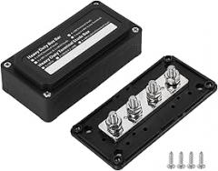 Bus Bar Power Distribution Box, 48V DC, 300A 4 Studs - High Strength Nylon Construction, Easy Wiring Configuration, for Car Ship Boat RV