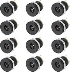 MECCANIXITY 12pcs DC5521 Power Jack, 30V 0.5A 5.5x2.1mm 3 Pin DC Power Female Panel Mounting Connector Socket with Metal Nut Washer for Electronics Devices, Black 18x14x14mm