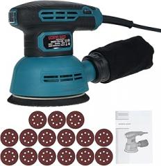 5-Inch Random Orbital Sander with 15Pcs Sandpapers 12000RPM 6 Variable Speed Sander Hine High Performance Dust Collection System for Woodworking Dust Collection Bag Include