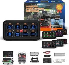 8 Gang RGB Switch Panel, Touch Control Panel Box Car Touch Switch Box, LED Auxiliary Circuit Control Box Electronic Relay, for Truck RV ATV UTV Boat