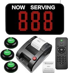 Take a Number System Electronic Queue Calling System with 1 Now Serving Number Display 3 Next Call Button 1 Ticket Dispenser Printer 57mm Thermal Receipt Rolls 1 Remote Control for Office Window