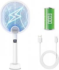 Fly Swatter and Bug Zapper Indoor - 2-in-1 Electric Swatter with Rechargeable Mosquito Zapper, High-Voltage Fly Killer and UV Light Mosquito Trap for Effective Indoor and Outdoor Use