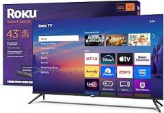 Roku Smart TV 2025 – 43-Inch Select Series, 4K HDR TV – RokuTV with Enhanced Voice Remote – Flat Screen LED Television with Wi-Fi for Streaming Live Local News, Sports, Family Entertainment