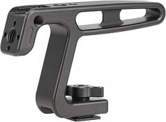 FocusFoto Mini Top Handle with Cold Shoe Mount for Lightweight Vlogging Cameras, Camera Cage Rig, Mini Top/Side Handle Grip with Cold Shoe Mount & 1/4