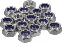 15pcs M10 Nylon Locking Hex Nuts 17mm Width Stainless Steel Fasteners Locknuts for Industrial and Electronic Equipment