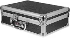 Portable Aluminum Alloy Equipment Case with Foam Inserts Secure Lock Tool Organizer for Microphones and Electronics Compact Hard Storage Box for Travel and Protection