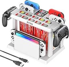 Kytok Switch Organizer Station with Controller Charger, Charging Dock for Nintendo Switch & OLED Joy-Cons, Storage for Games, TV Dock, Pro Controller, Sega Game Gear Accessories