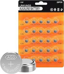 LR41 AG3 392 384 192 SR41W Batteries (25-Pack) - 1.5V Button - Mercury-Free & Leakproof - Long-Lasting Power