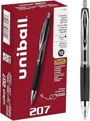 uni-ball 33950 Signo 207 Retractable Gel Pen, Black Ink, 0.7mm, Dozen