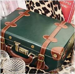 Vintage Wooden Storage Chest, Vintage Suitcase, Vintage Suitcase, Vintage Storage Trunk, Photography Props Travel Storage Box for Home Decor(Green,32x22x13cm)