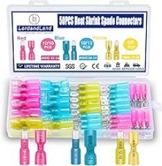 50PCS Heat Shrink Spade Connectors - Electrical Wire Crimp Connector. Quick Disconnect Connectors.Female and Male Spade terminlas for Watercraft,Electronics,Automotive Crimp Connectors