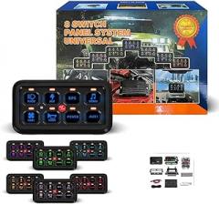 8 Gang RGB Switch Panel, LED Touch Control Panel Touch Switch Box, Auxiliary Circuit Electronic Relay, for RV ATV UTV Boat Truck