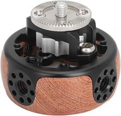 Ergonomic Wooden Side Handle for Camera Cage, Universal Extension Grip Connector for SLR Mirrorless Cameras, Handheld Stabilizer Shaped Wheel Design