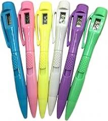 BXT 6pcs Ballpoint Pen with Electronic Watch 0.5MM Fine Point Pen with Time Clock for Examing, Writing and Note Taking, School Stationery Supplies