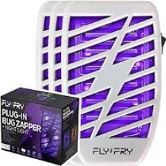 Indoor Bug Zapper for Home Plug in - Electronic Insect Trap - UV Electric Killer - Blue Night Lamp for Mosquitoes Gnats Moths Bugs - Odorless Noiseless - Light Grey, Pack of 3
