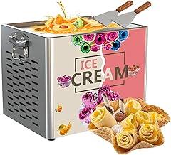 Ice Cream Roll Machine, 30 x 24cm Square Stir-Fried Ice Cream Pan, Stainless Steel Commercial Rolled Ice Cream Maker with Compressor and 2 Scrapers