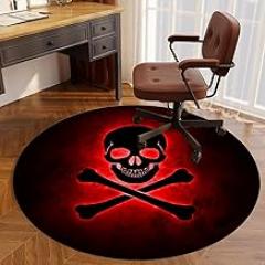 Drum Rug Office Chair Mat for Carpet and Hardwood Floors Round Gaming Chair Floor Mat, Multi-Purpose Carpet Protector, Low Pile Anti-Slip Mat for Home Office-C||80CM