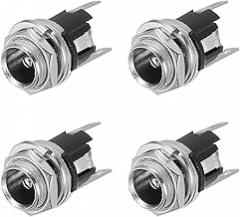 MECCANIXITY 4pcs DC5521 Power Jack, 30V 0.5A 5.5x2.1mm 3 Pin DC Power Female Panel Mounting Connector Socket with Metal Nut Washer for Electronics Devices, Silver 10.8x10.8x21.2mm