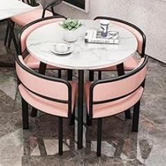 Meeting Table, Office Reception Round Table, Office Table and Chair Set Small Conference Table, Sales Office Shops Meetings Small Tables, Simple Save Space(Pink)