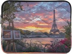 Laptop Zipper Case Portable Electronic Device Cover Sunset Eiffel Tower Portable Protective Case