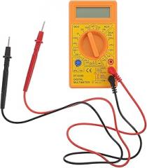 Digital Mini Compact Electronic Measuring Instrument Yellow LCD Display for DC Voltage Resistance Transistor Diode Testing Low-Battery Indicator for School Factory Home Use