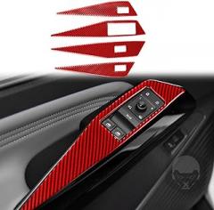 Car Red Carbon Fiber Accessories Windows Lift 4pcs Protective Cover Sticker Compatible with Volkswagen ID.4 CROZZ 2021 2022 2023