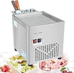 Commercial Rolled Ice Cream Machine, Stir-Fried Ice Roll Machine Double Pans, Stainless Steel Ice Cream Roll Machine w/Square Pan