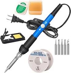 LDK 60W Soldering Iron Kit, 110V Soldering Iron with 5 Solder Tips, Solder Wire, Adjustable Temperature Solder Welding Tools, Fast Heating, Electronic Repair, Permanent Jewelry Starter Kit